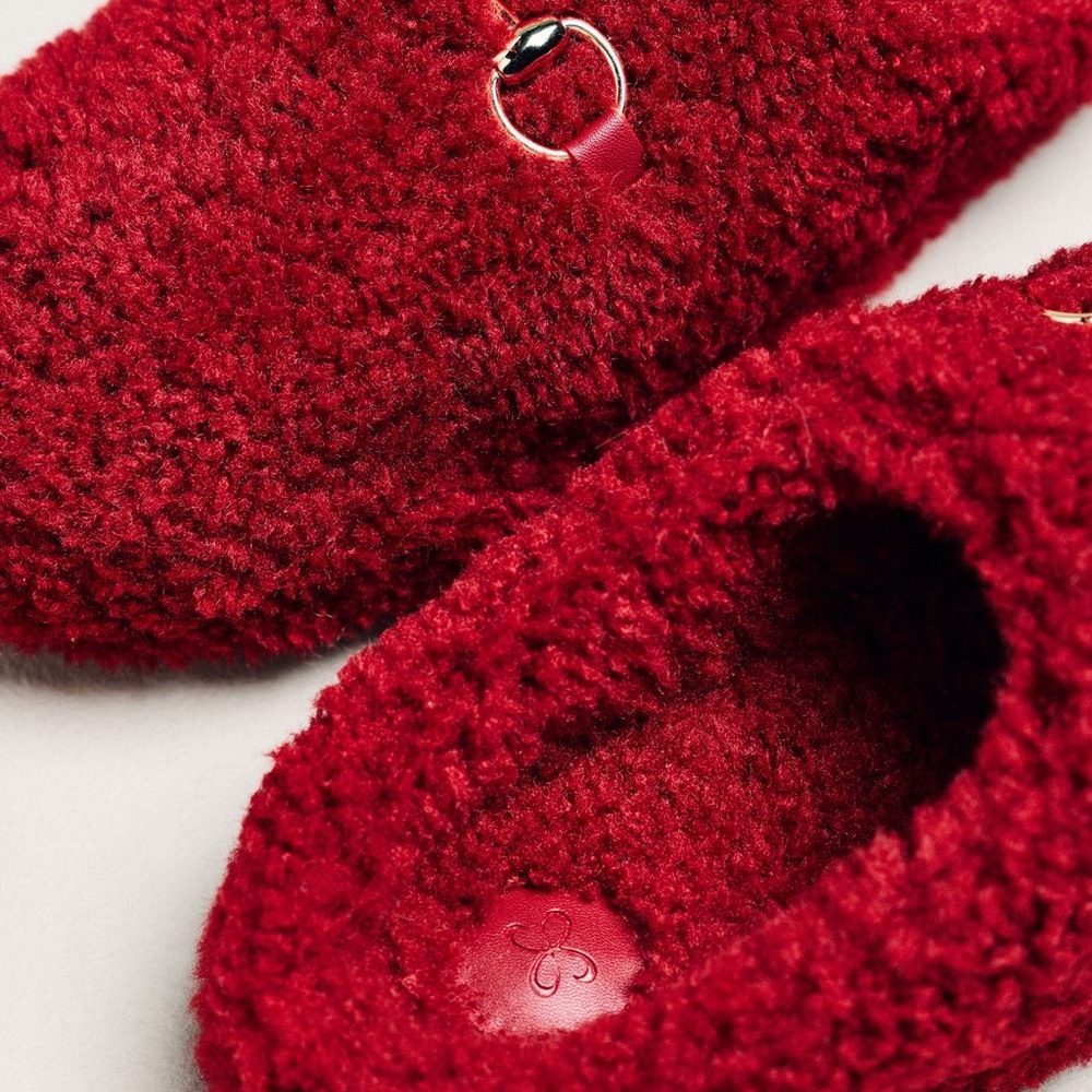 Anthropologie Maeve Sherpa Fleece Bit Scuff Slippers
